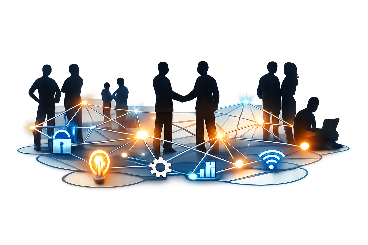 Transparent background Networking and strong bonds but no faces Transparent background Networking and strong bonds but no faces